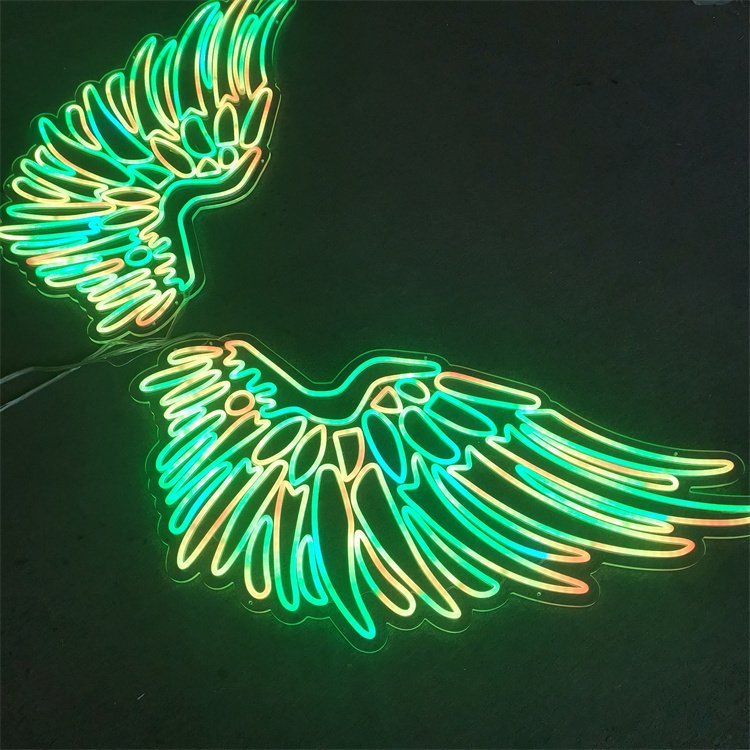 Custom Design Led Neon Sign RGB Colorful Angel Wing
