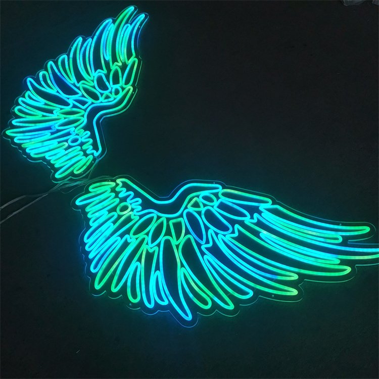 Custom Design Led Neon Sign RGB Colorful Angel Wing