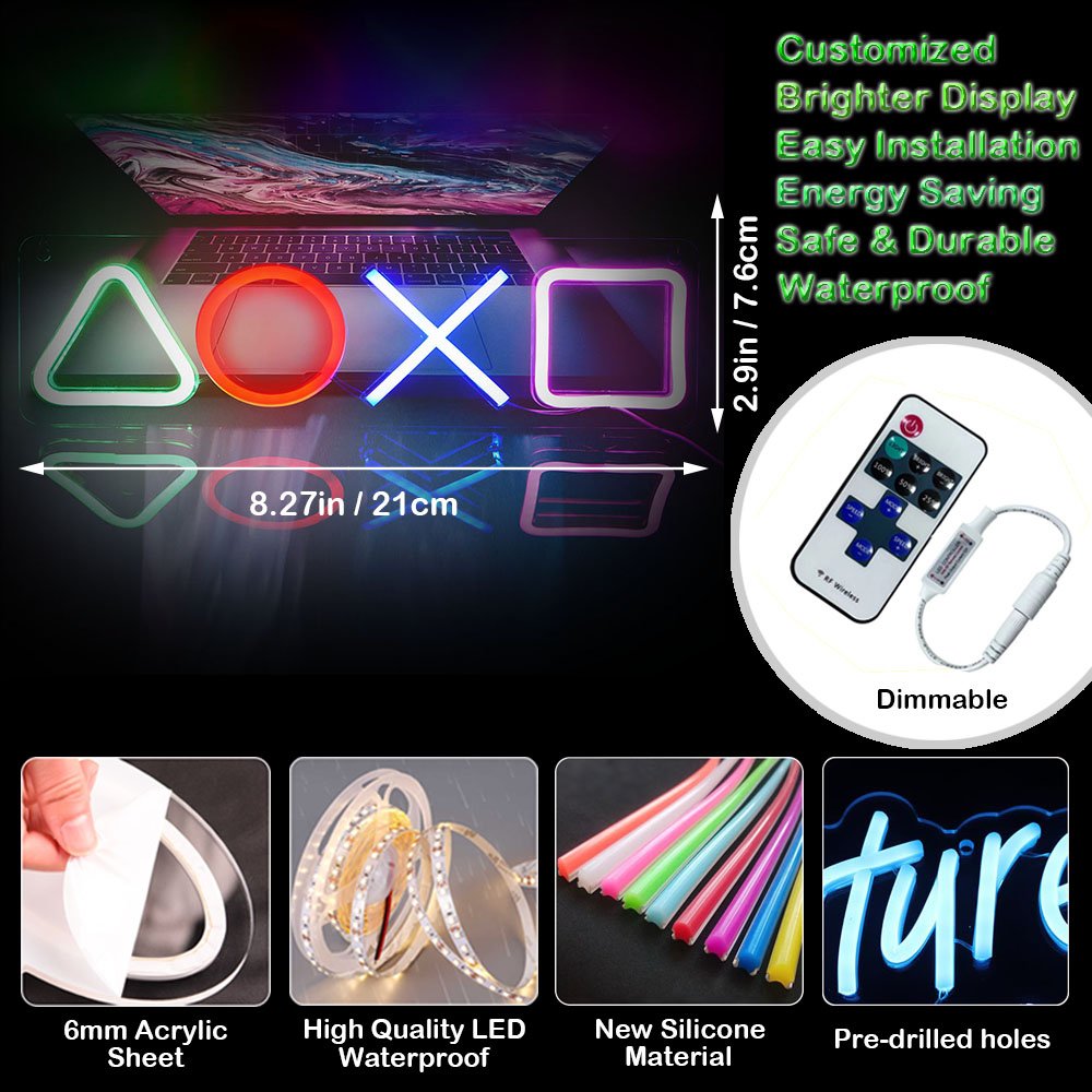 High Quality Flexible LED for Game Room Event Decoration Neon Hanging Lights Silicone Sign Game Logo PS Electronic Neon Signs