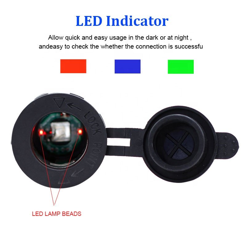 Receptacle USB Outlet 24V Cigar Lighter Socket DC 12V Cigarette Socket for Marine Car