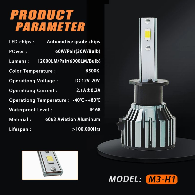 KingEagle M3-H1 CSP LED Headlight Factory Wholesale High Quality H1 H3 H7 H4 9005 HB3 9006 HB4 H8 H11 COB Led Headlight