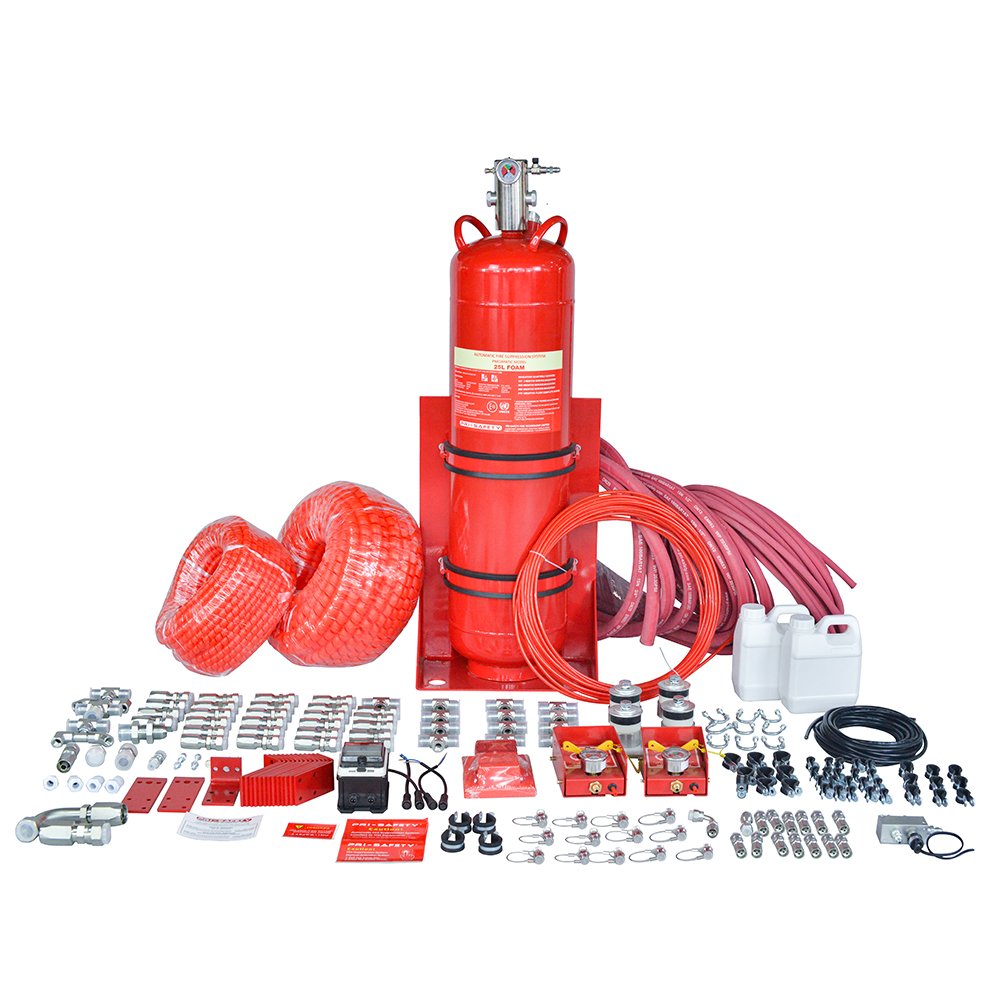 PRI-SAFETY ECE R107 Certified Pneumatic Fire Suppression Systems for Heavy Equipments & Vehicles