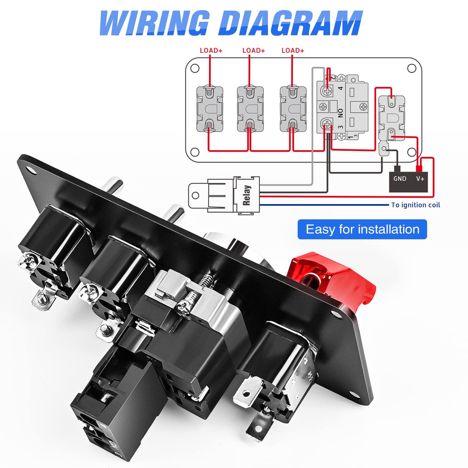 Race Car Ignition Switch Panel with Start Button 12V 24V SPST Toggle Switch Panel for Truck RV Marine Boat Trailer