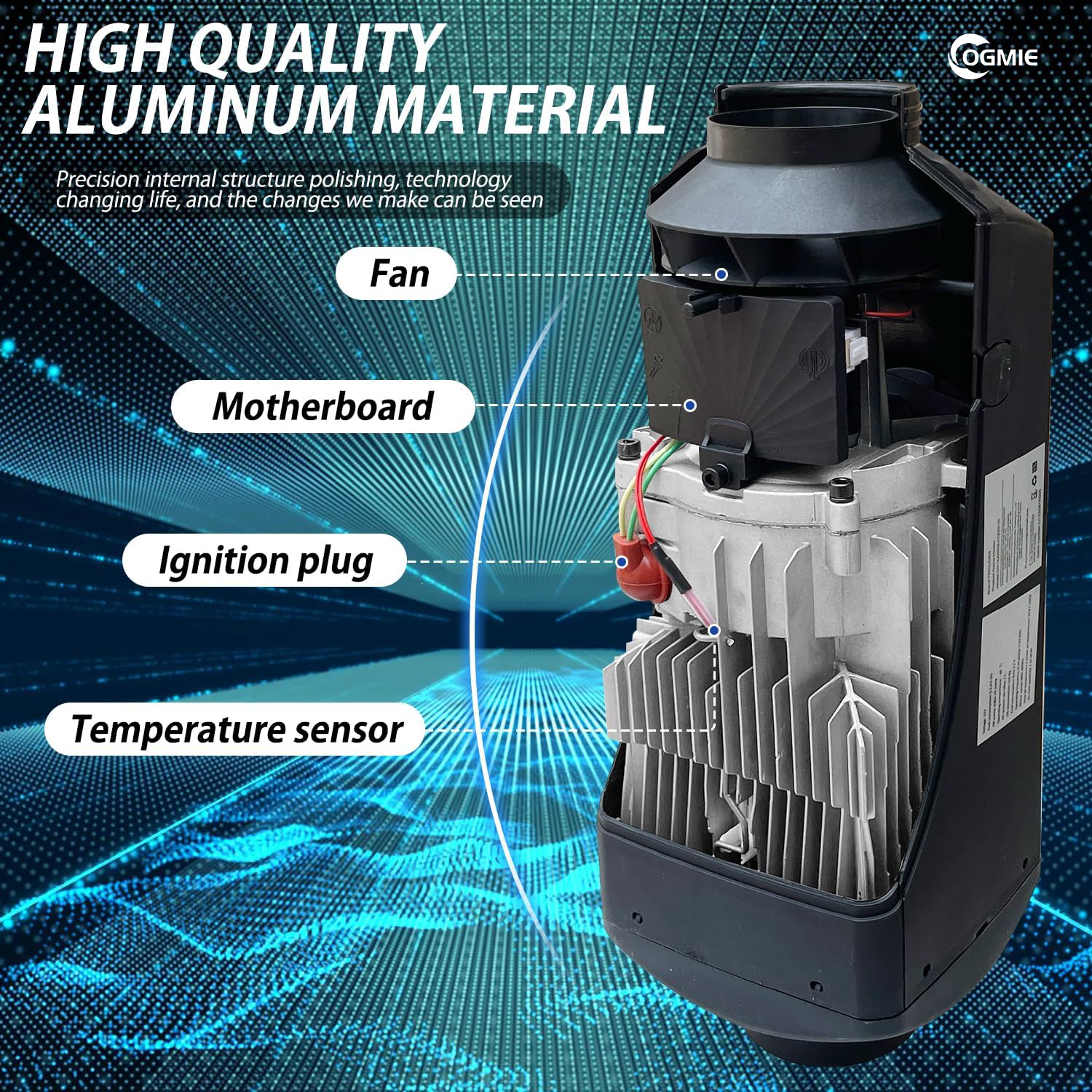 OGMIE 5L Tank Rotary Switch Silencer 2KW 12V Car Diesel Parking Air Heater Bus Boat RV Van Trailer Indoor Diesel Heating 12/24V