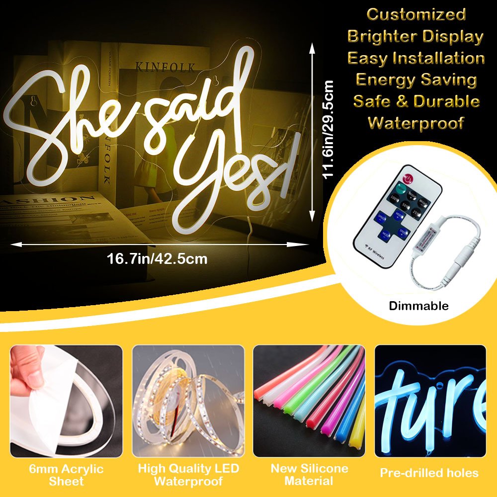 Wholesale Personalized Dynamic Display Neon Sign She Said Yes for Wall Window Hanging Party Events Wedding Decor Neon Signs