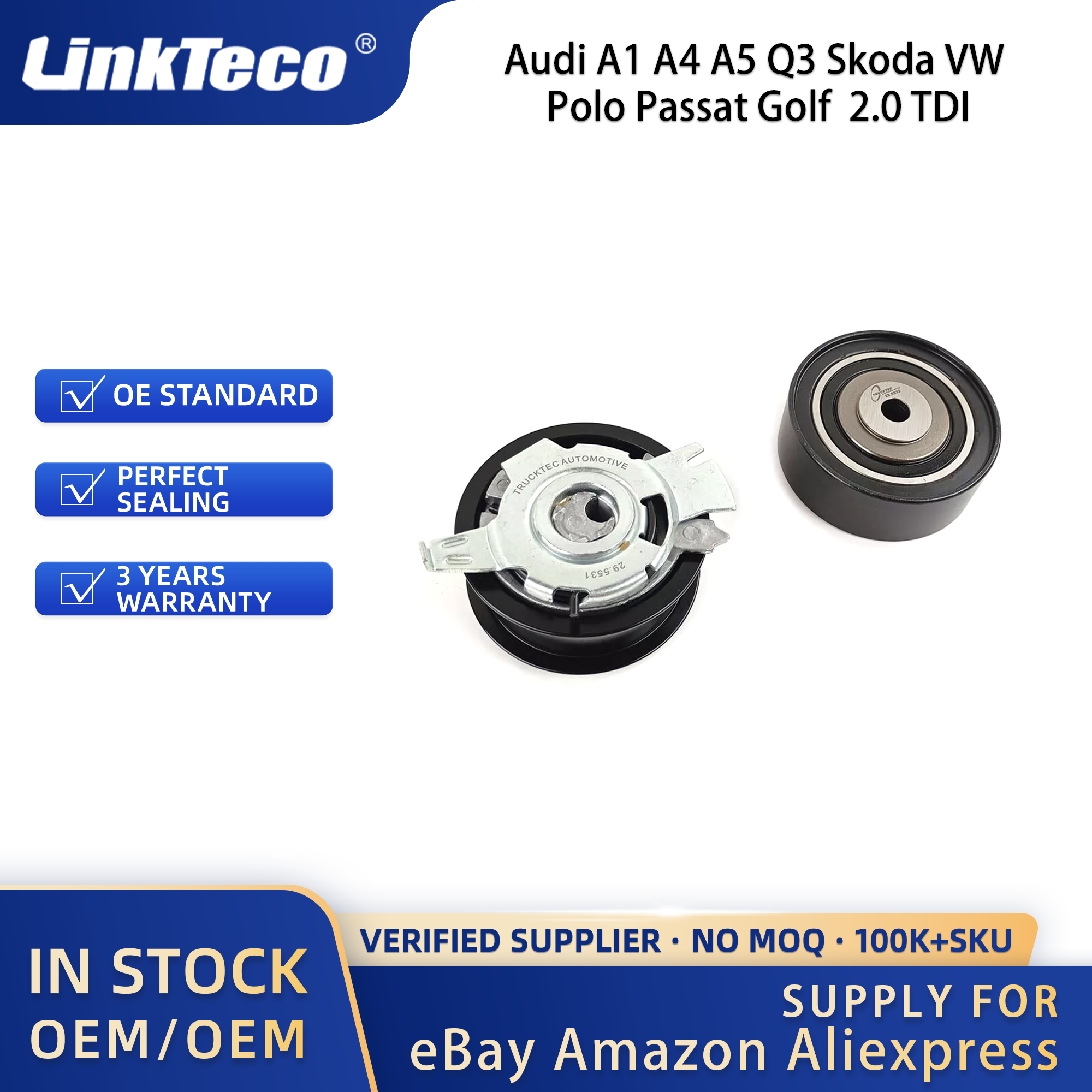 Linkteco Timing Belt Set for Audi A1 A4 A5 Q3 Skoda VW Polo Passat Golf 2.0 TDI 2003-2022 03L109119A 03L198119B 03L198119 C