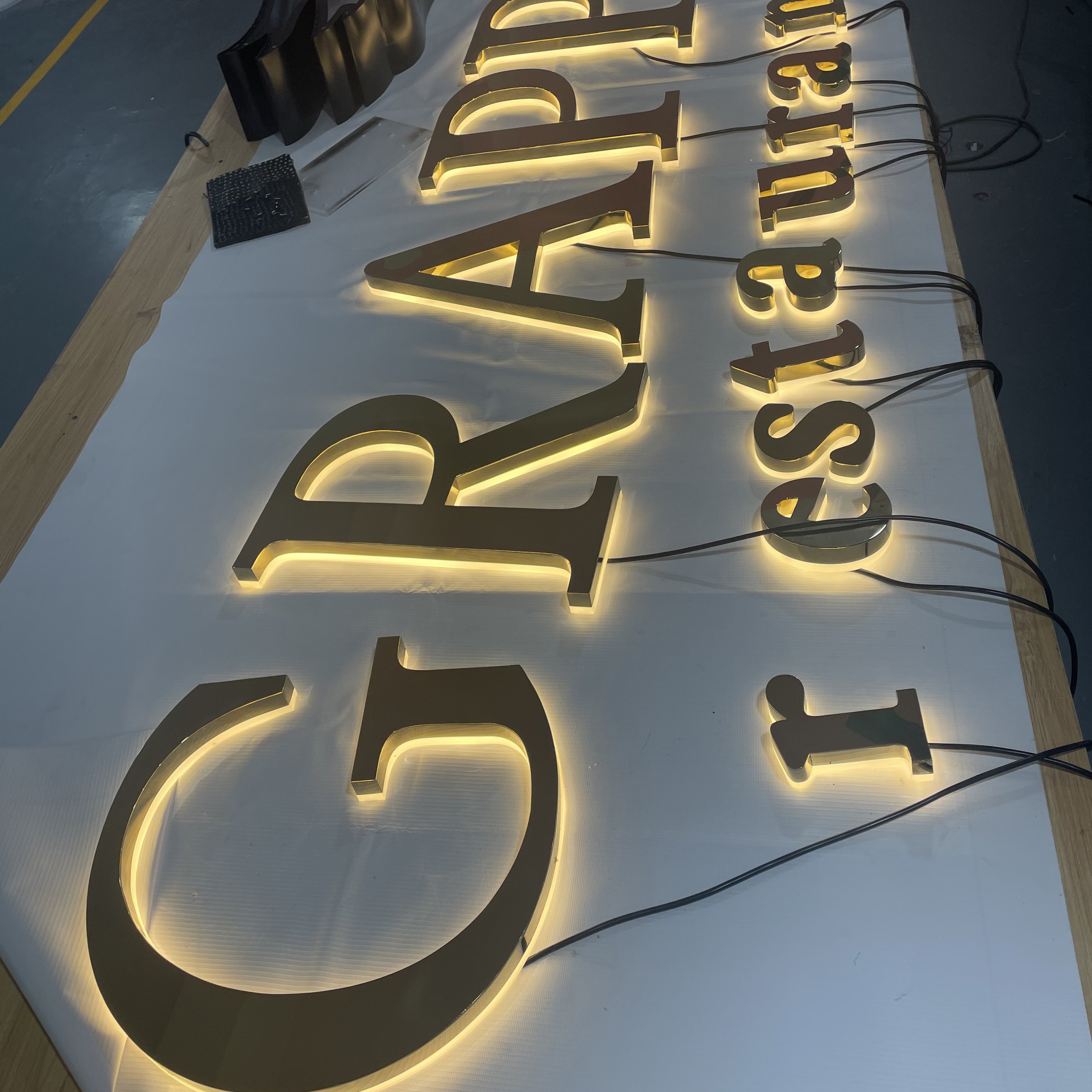 Gold Backlit Sign Custom Letter Sign Led Backlit Letters 3d Channel Letter Lights Sign