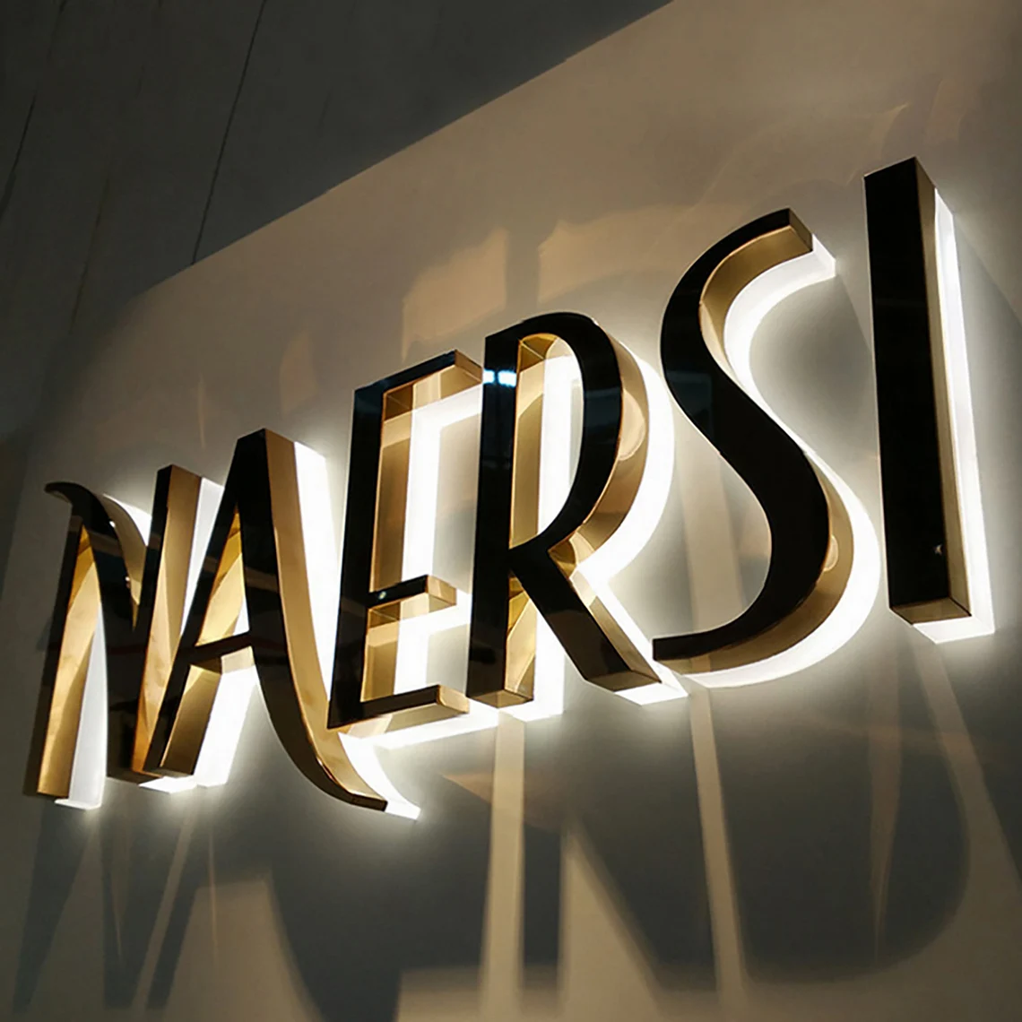 Custom Rose Gold Solar House Number Light LED Soild Acrylic Back Lit Sign for Business Signs logo Outdoor Light up Letters