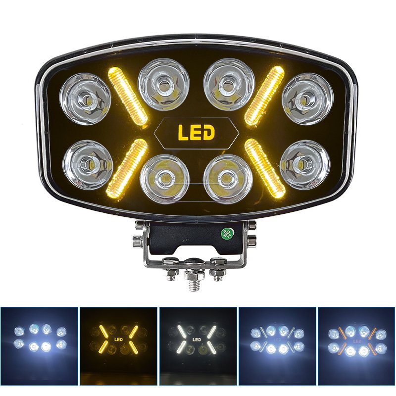 Hot Selling 10 Inch 80W 24V White Yellow DRL Work Light Driving Spot Light for Heavy Duty Truck Bus Tractors