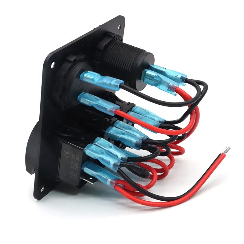 3 Gang 12V Rocker Switch Panel Waterproof Dual USB Car Charger Lighter Socket Boat Switch Panel Marine with LED Voltmeter
