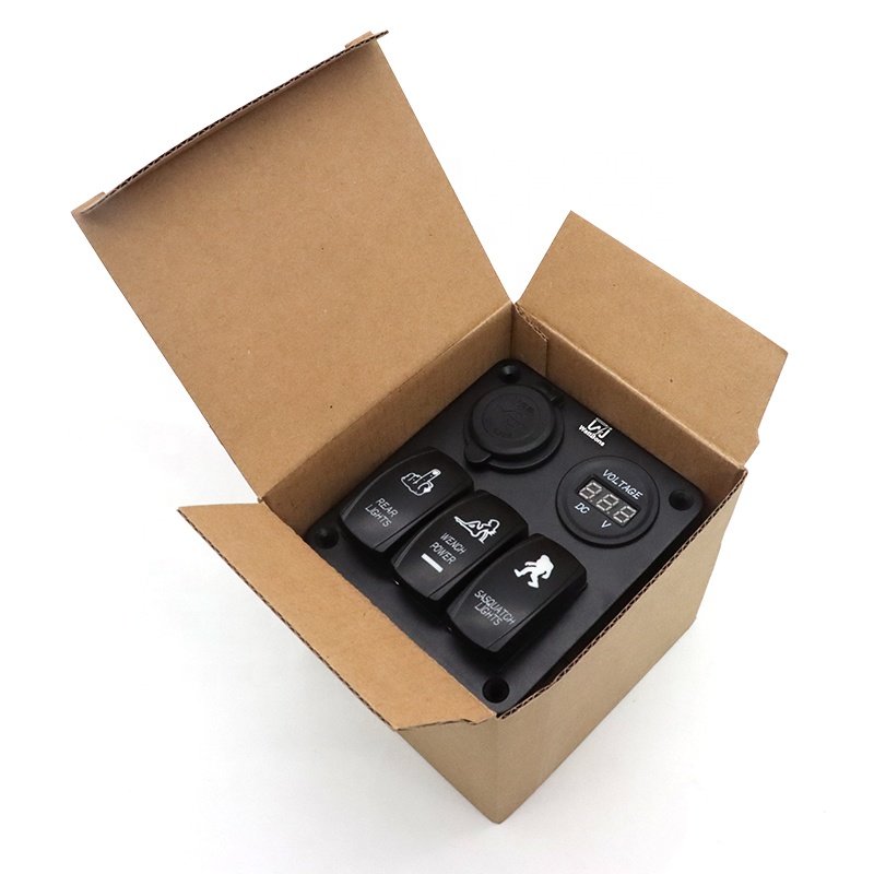 3 Gang 12V Rocker Switch Panel Waterproof Dual USB Car Charger Lighter Socket Boat Switch Panel Marine with LED Voltmeter