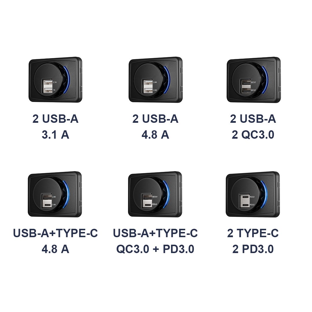 Flat Mount Dual Usb a Ports 3.1A Usb Car Fast Charger Adapter Socket 12V Usb Charger for Car Bus