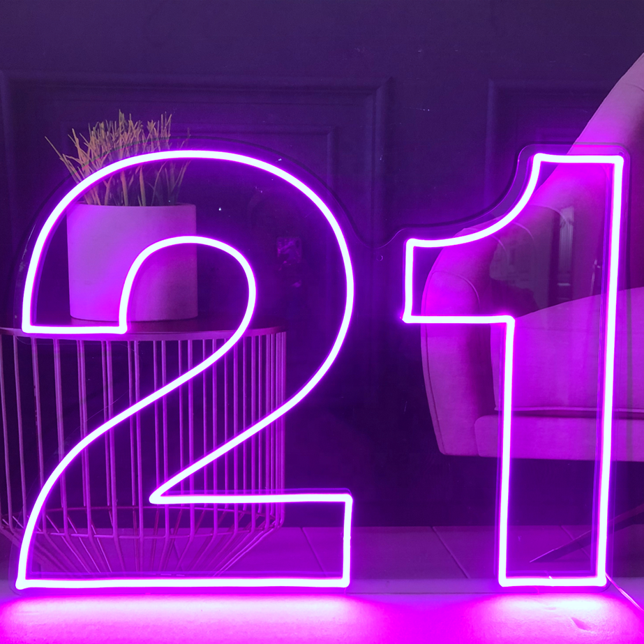 Koncept Neon Sign 21 30 16 18 40 Number RGB Color Neon Sign Birthday Party Supplies