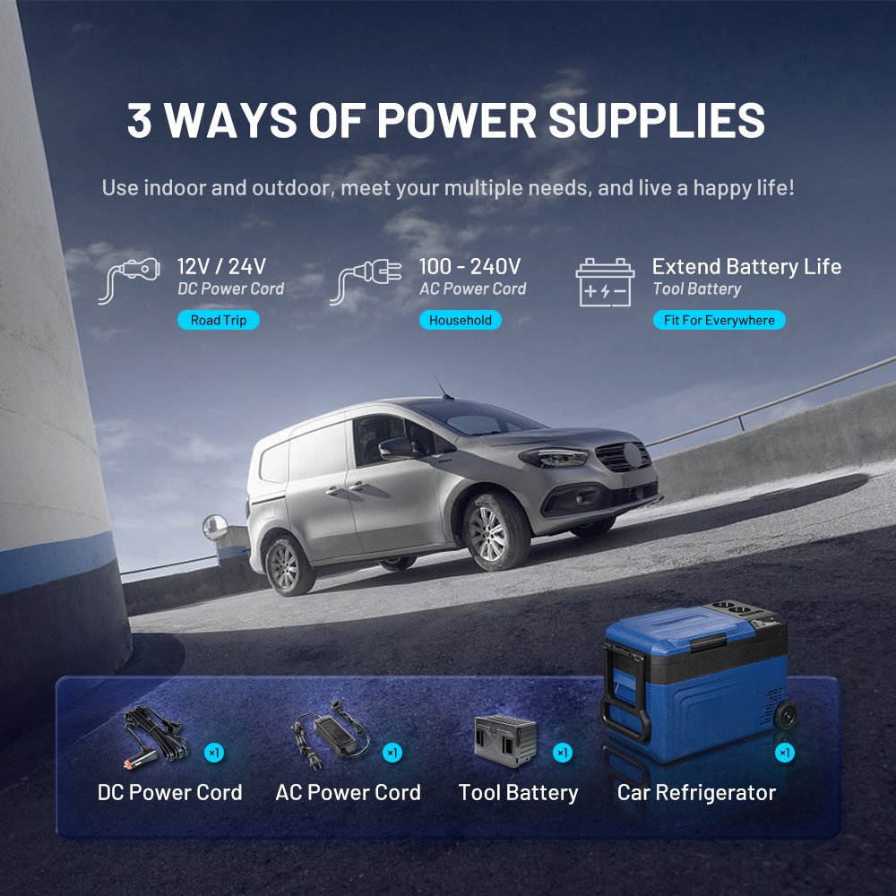 Alpicool WTW25 Tool Fridge LED Digital Display Car Cooler 12v Compressor Dual Use Portable Car Refrigerator Single Zone Freezer