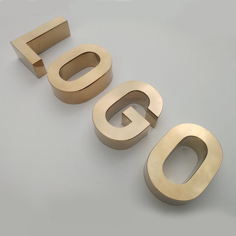 Customized Titanium Gold Mirror Stainless Steel Channel Letter Sign 3d Metal Letter