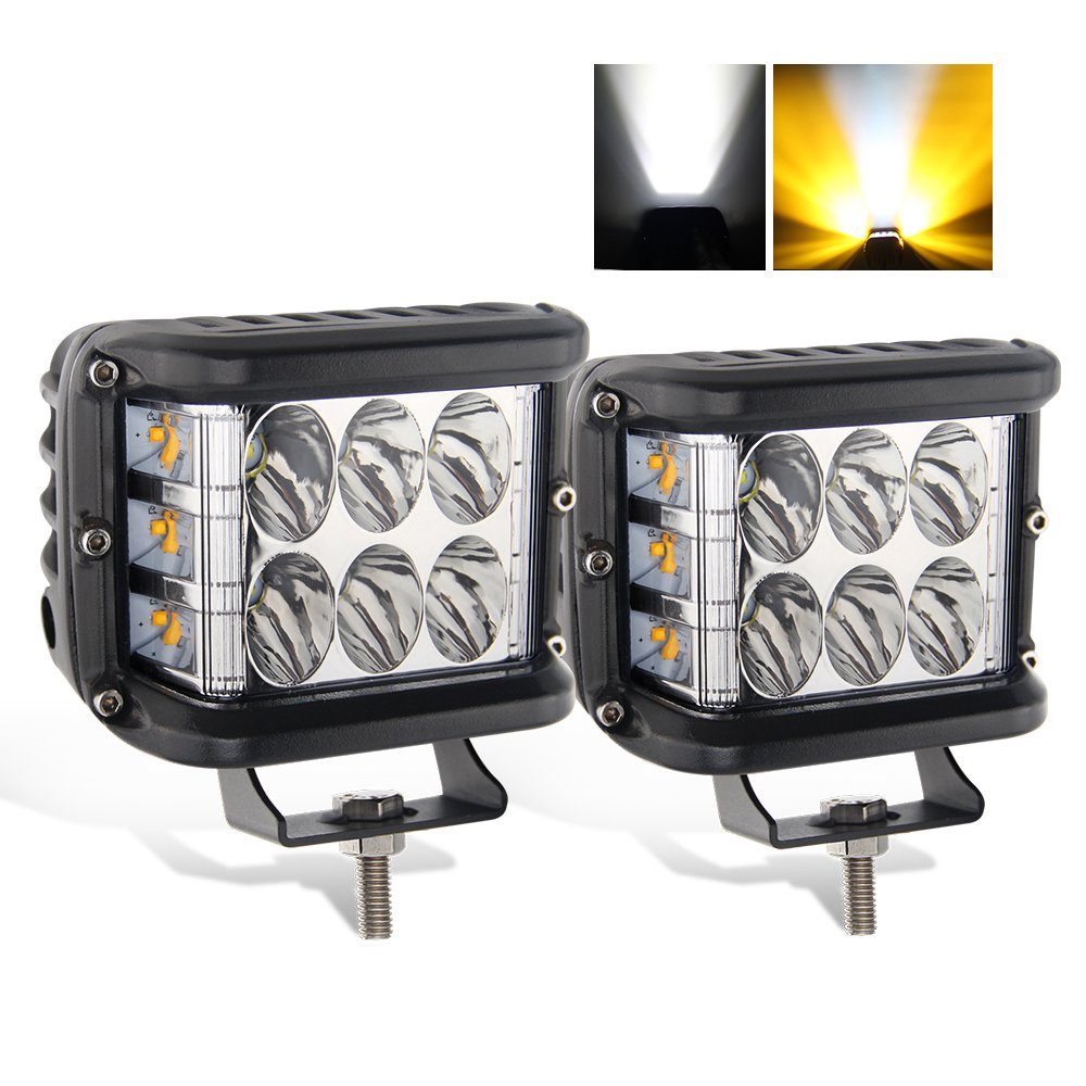 3sides Dual Color 36W LED Work Light Strobe Car Light Bar Flashing Auto Fog Light for Truck SUV ATV 4WD Luces Led Para Autos