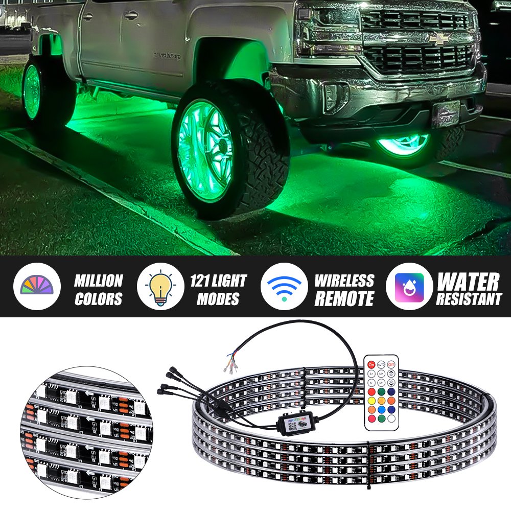Wholesale Prices Double Row RGB SMD LED Wheel Rim Lights APP Control IP67 Waterproof Car Led Chasing Wheel Ring Lights
