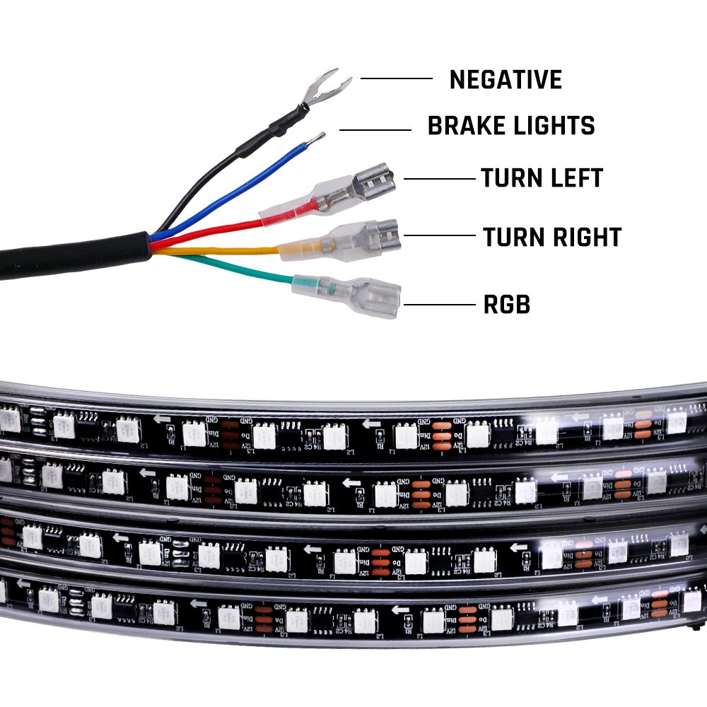 Wholesale Prices Double Row RGB SMD LED Wheel Rim Lights APP Control IP67 Waterproof Car Led Chasing Wheel Ring Lights