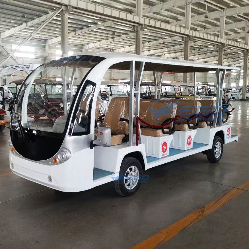 14 Passenger Fully Enclosed Electric Shuttle Bus for Sightseeing Made in China with Door Special Transportation Mini Tourism Bus