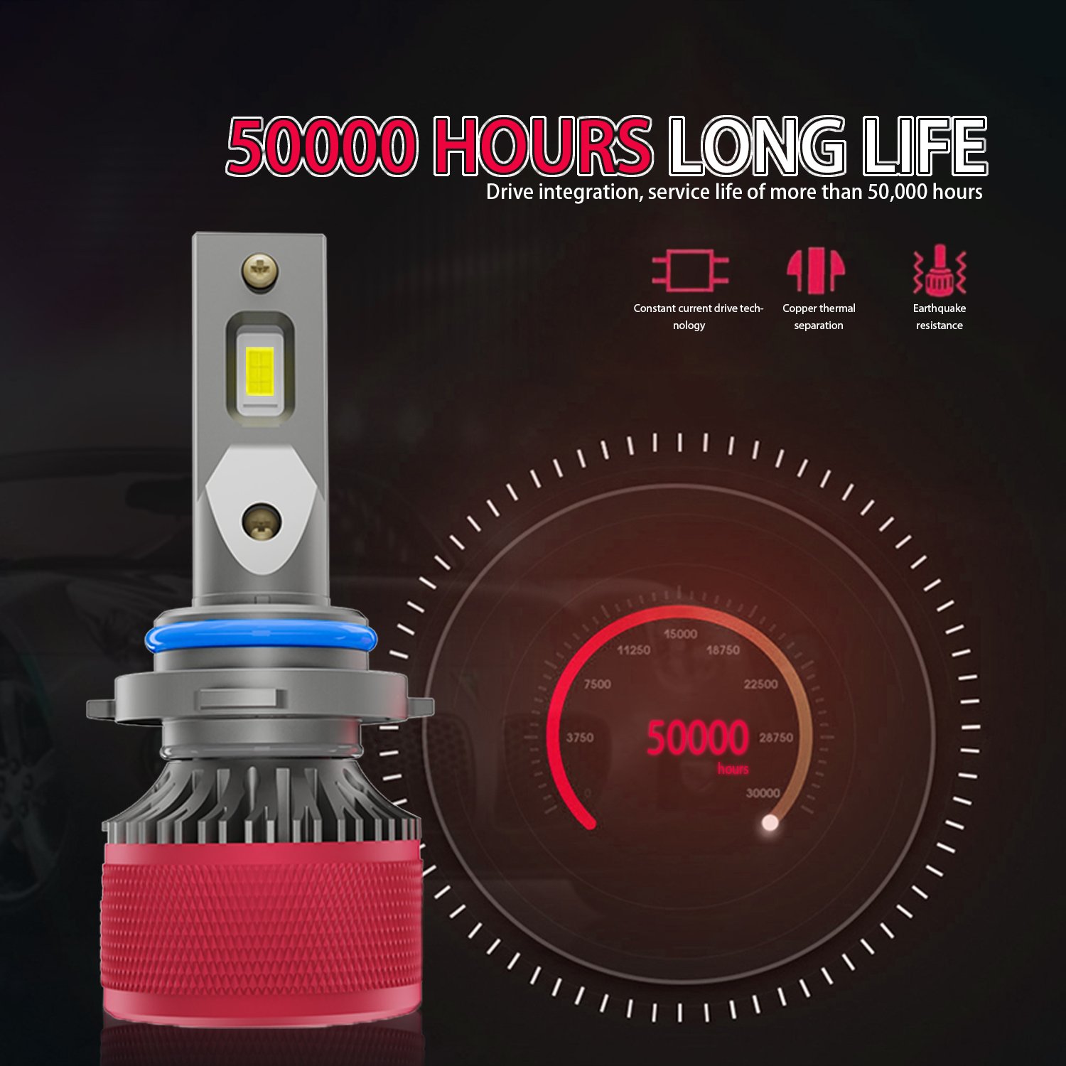 X-7SEVEN High Quality XAURPR Series H4 H13 9005 9006 110W 26000LM 6500K White Light With Cooling Fan LED Headlight Bulb for Cars
