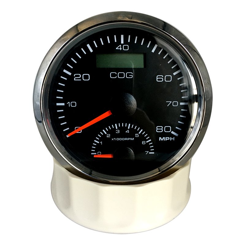 COG Universal 85mm 80MPH GPS Speedometer 0-7000RPM Tachometer Engine Rev Counter with GPS Antenna 12V/24V