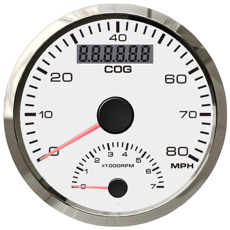 COG Universal 85mm 80MPH GPS Speedometer 0-7000RPM Tachometer Engine Rev Counter with GPS Antenna 12V/24V