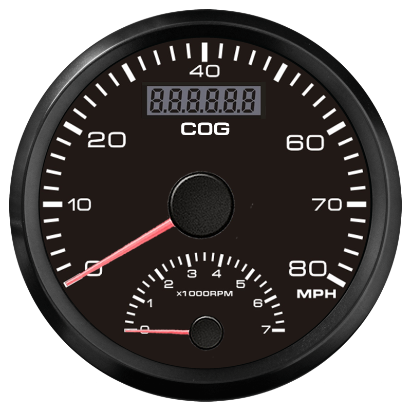 COG Universal 85mm 80MPH GPS Speedometer 0-7000RPM Tachometer Engine Rev Counter with GPS Antenna 12V/24V