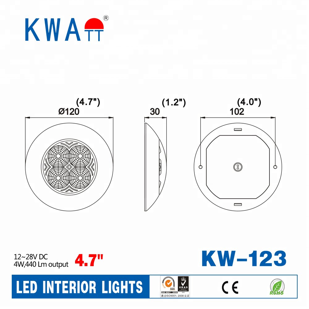 Factory High Quality 12V-24V LED Circle Bezel Auto Interior Lights for Bus With CE RoHS