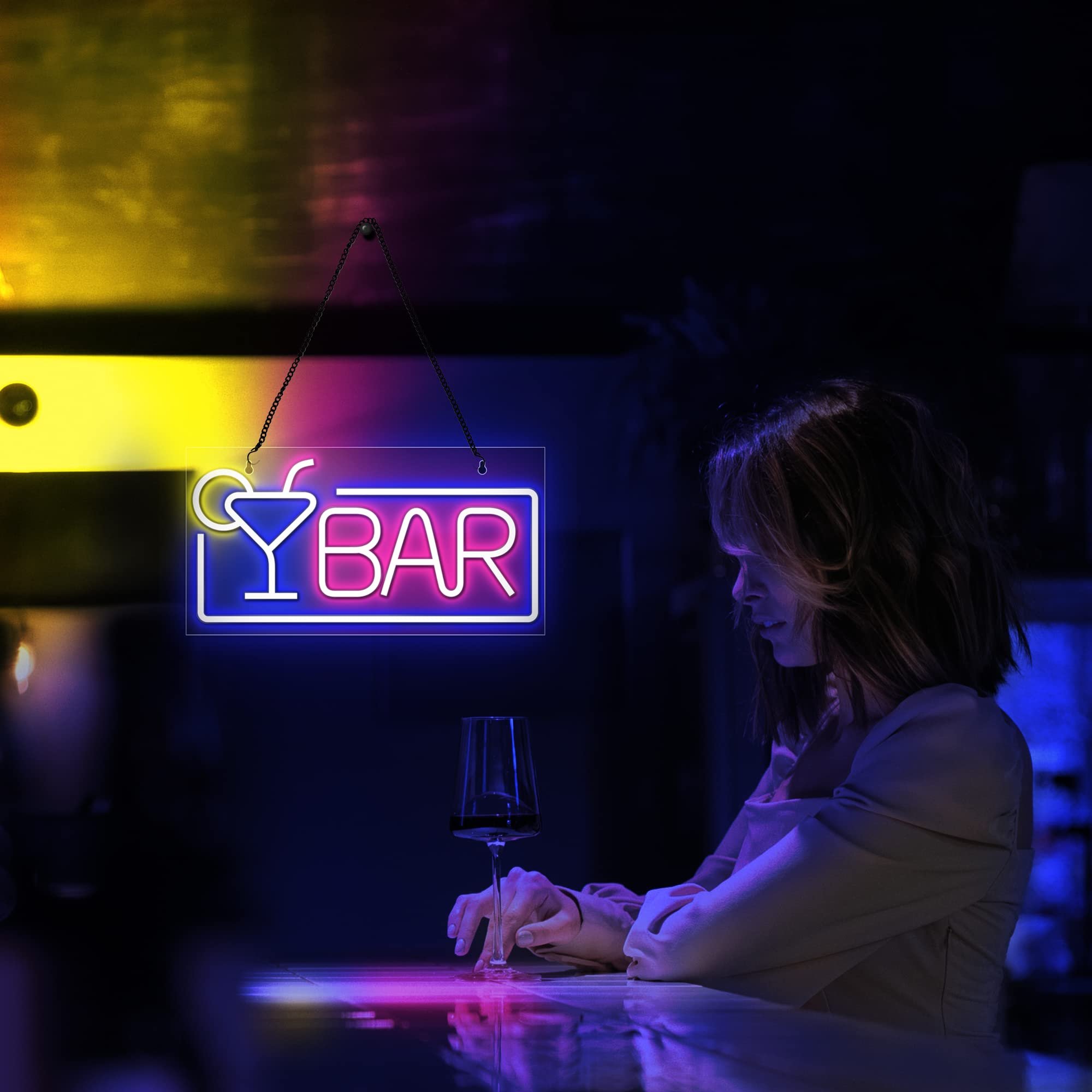 Neon Bar Signs Cocktail Glass & Bar Led Signs Neon Bar Signs for Home Bar Pub Party Wall Decor Bar & Cocktail Neon Signs