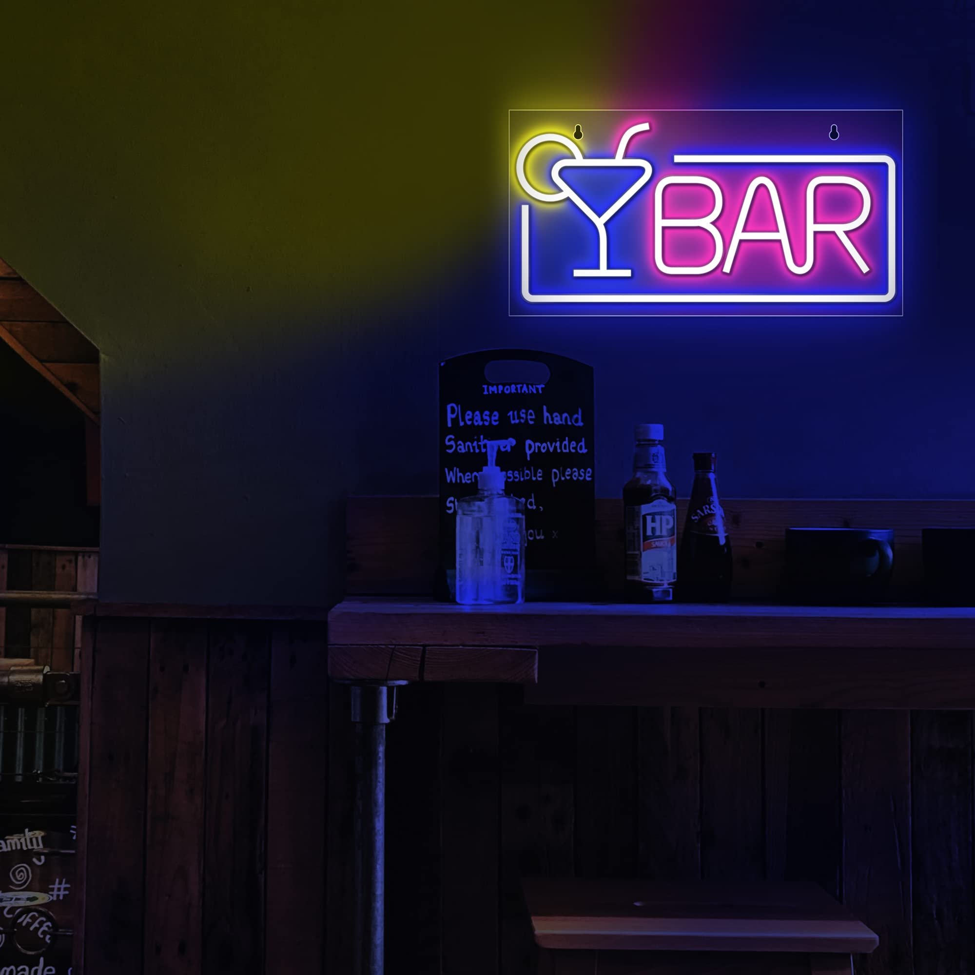 Neon Bar Signs Cocktail Glass & Bar Led Signs Neon Bar Signs for Home Bar Pub Party Wall Decor Bar & Cocktail Neon Signs