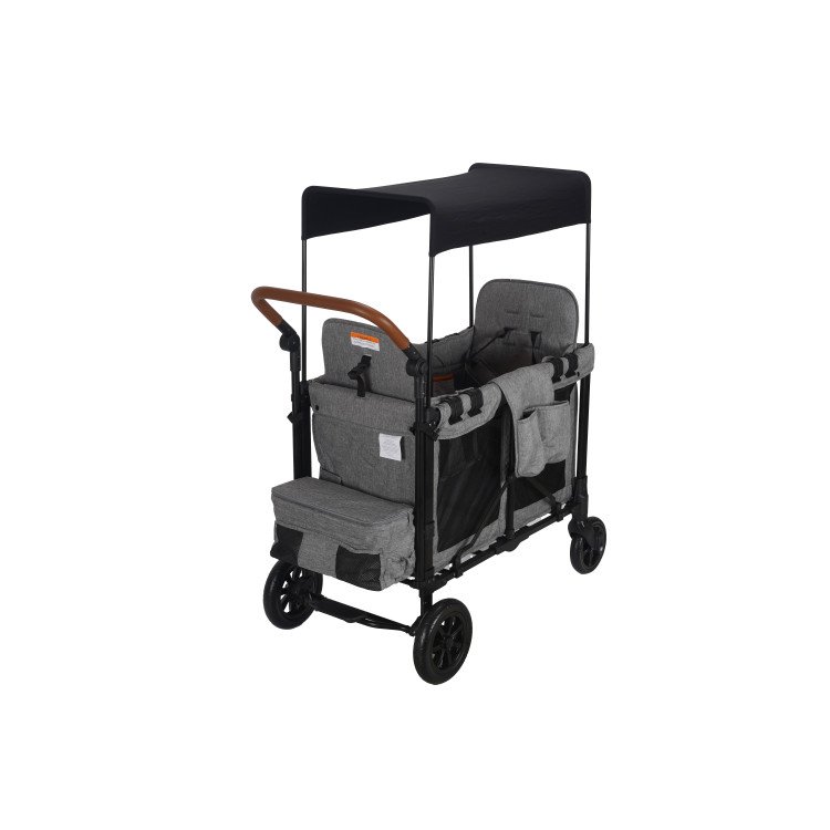 Collapsible Wagon Quad Deluxe Stroller Wagon for 4 Kids Bus Seating High Seat Face to Face Outdoor Equipped