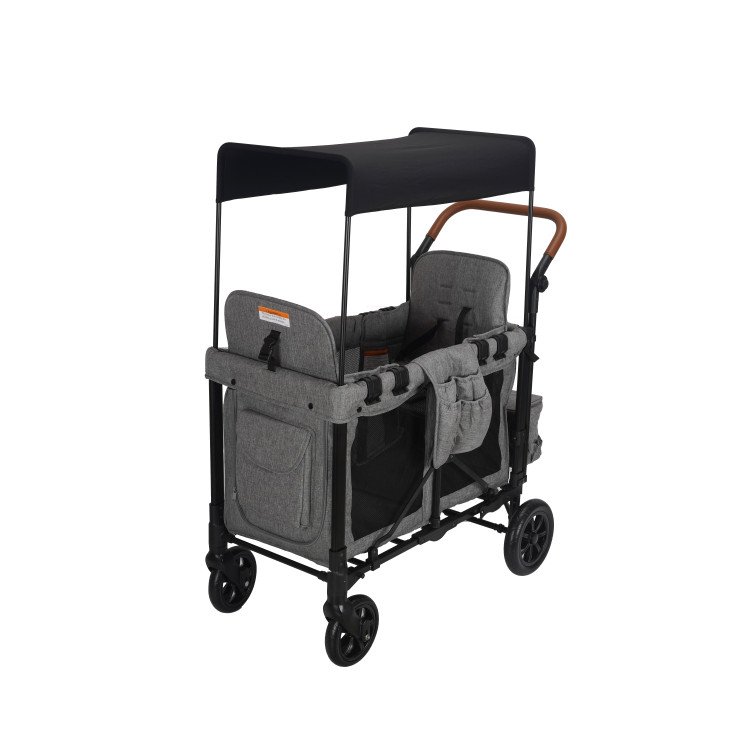 Collapsible Wagon Quad Deluxe Stroller Wagon for 4 Kids Bus Seating High Seat Face to Face Outdoor Equipped