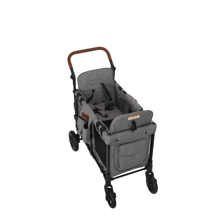 Collapsible Wagon Quad Deluxe Stroller Wagon for 4 Kids Bus Seating High Seat Face to Face Outdoor Equipped
