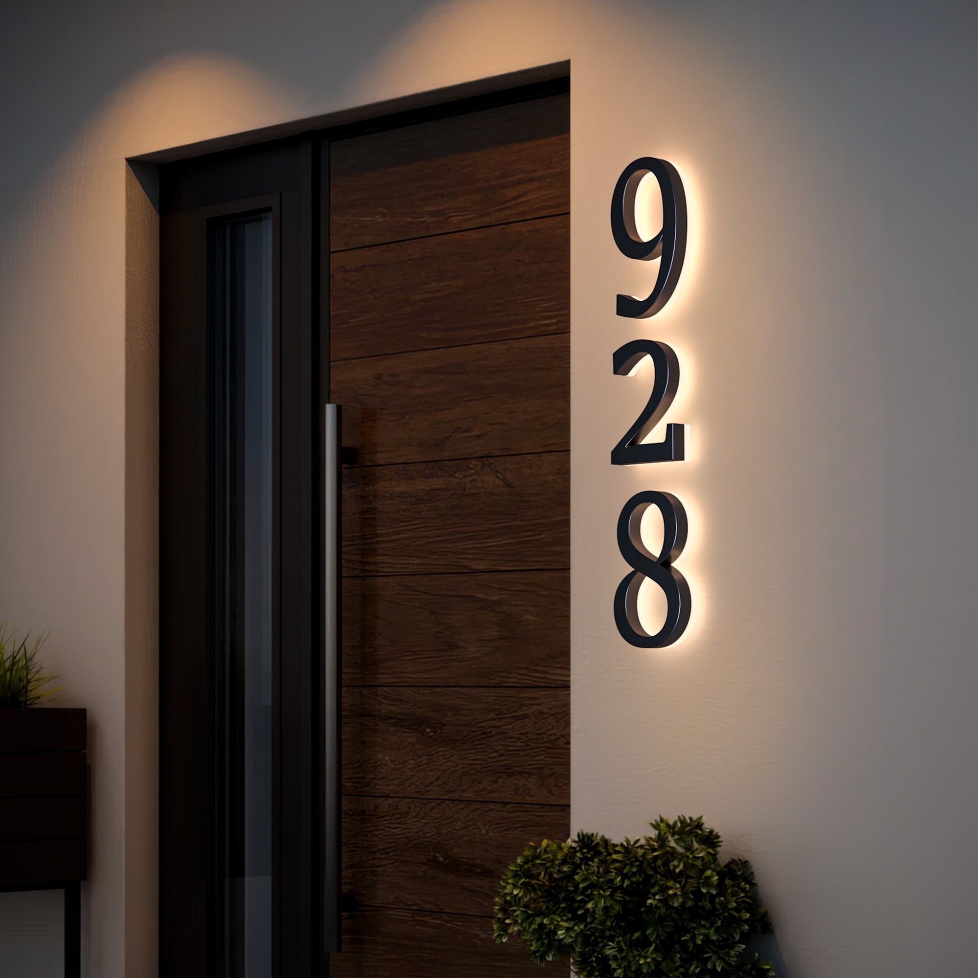 Custom LED Metal Address Electronic Sign Lighted Door Plate Illuminated Signs House Numbers for Home Apartment Office Use