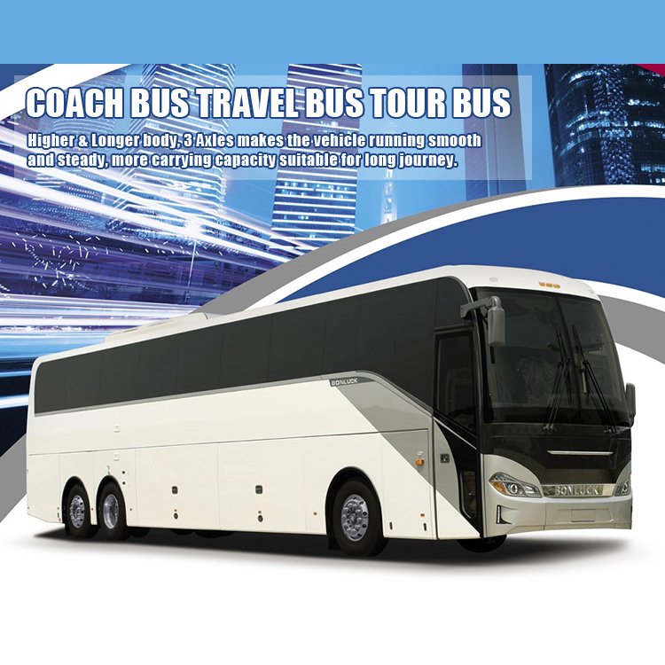 BONLUCK Tour coach Bus 75 Seats Autobuses Transportation Vehicles 6X4 diesel Engine Used Bus