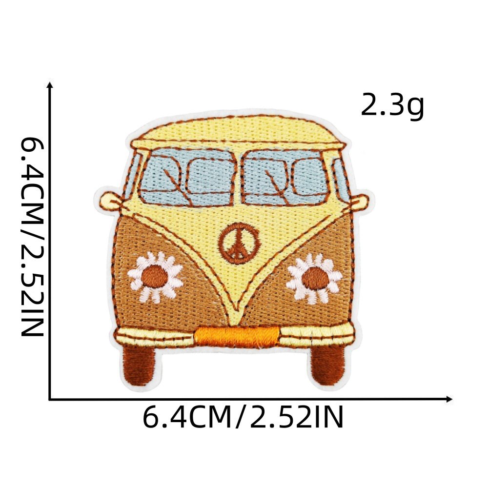 Small Moq Bohemian Boho Vacation Style Iron on Embroidered Yellow Orange Patches
