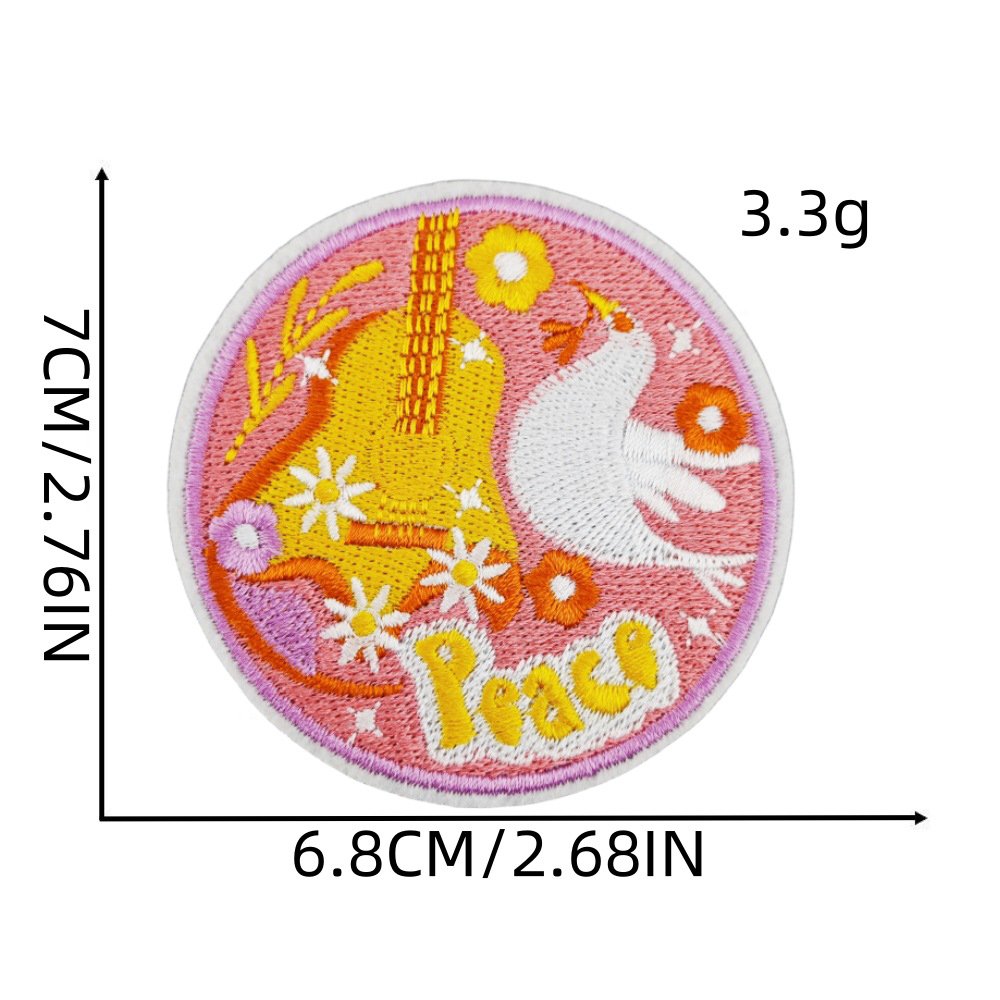 Small Moq Bohemian Boho Vacation Style Iron on Embroidered Yellow Orange Patches