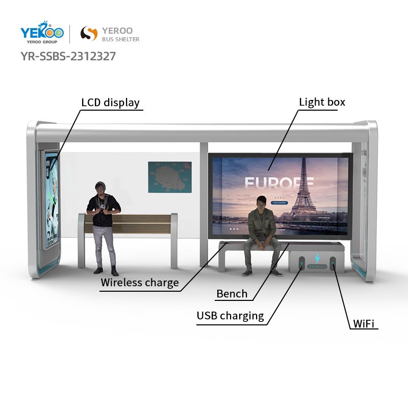 Modern Open Type Advertising Metal Bus Shelters for Sale