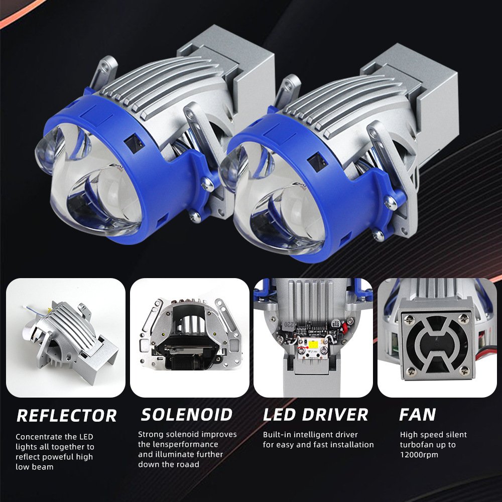 New Arrivals P60 Bi Led Projector Bi Laser Lens 3.0 Inch Faro LED High Low Beam Luz Proyector Turboes Car Dual Laser Headlight
