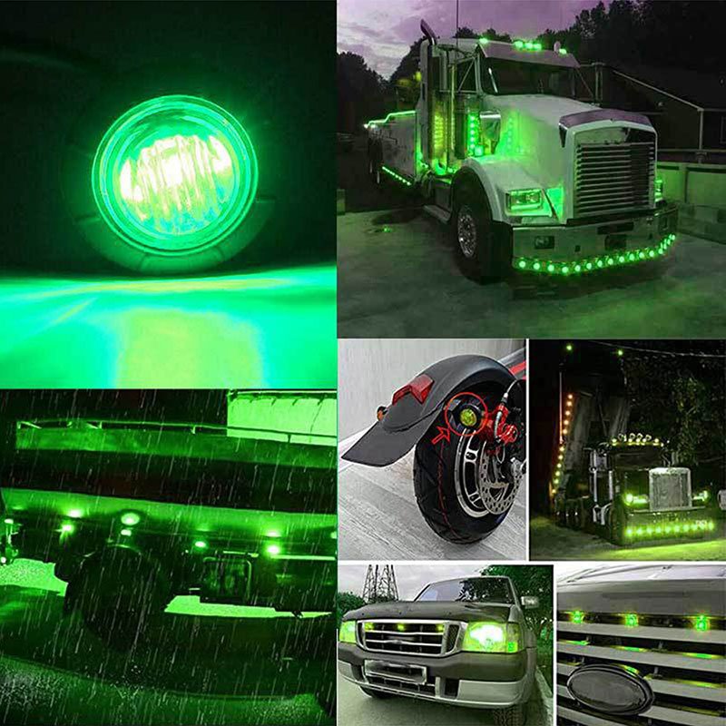 Universal 3/4" Round LED Bullet Marker Lights Front Rear Side Marker 3LED Turn Warn Light Trailer Van Truck Side Signal Light