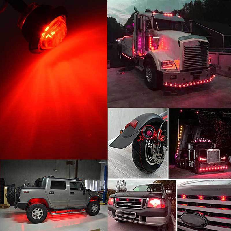 Universal 3/4" Round LED Bullet Marker Lights Front Rear Side Marker 3LED Turn Warn Light Trailer Van Truck Side Signal Light