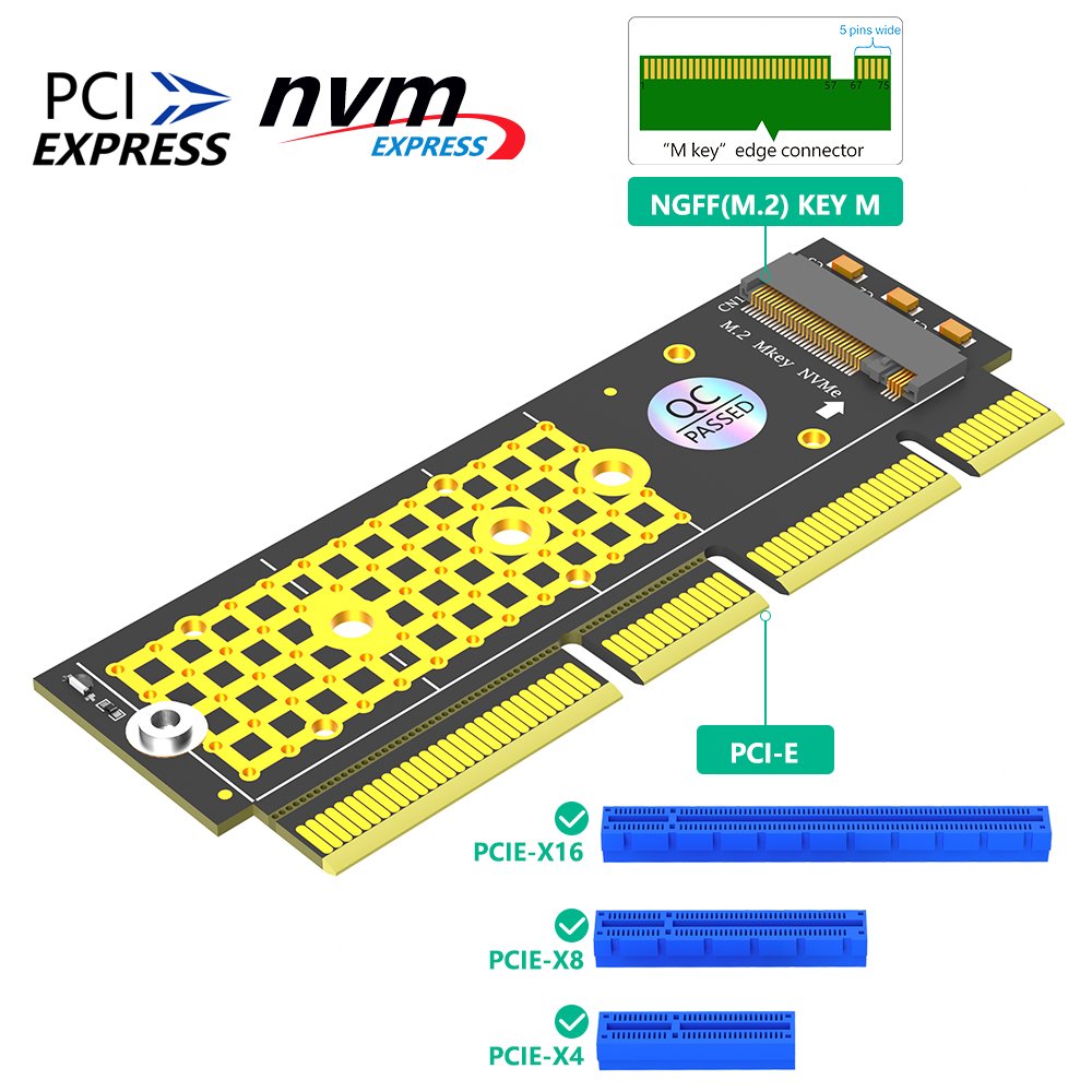 M.2 NGFF NVMe SSD to PCIE 3.0 X16/X8/X4 Adapter for 1U/2U Server and Low Profile PC Other Computer Accessories