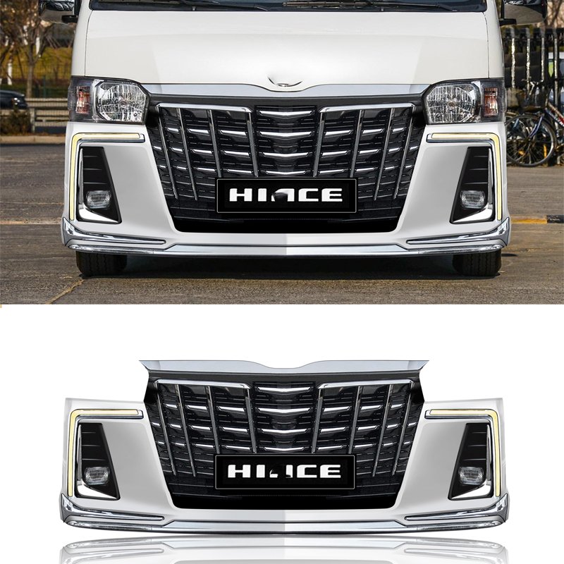 High Quality Wide Sad Face Front Rear Body Kits Bumper for 2014 toyota Hiace 200 Bus Van Parts Accessories