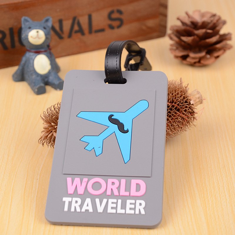 Wholesale PVC Soft Rubber Luggage Tag With Anti-Lost Boarding Card Cartoon Silicone Card Set for Haulage Luggage Souvenirs Gifts