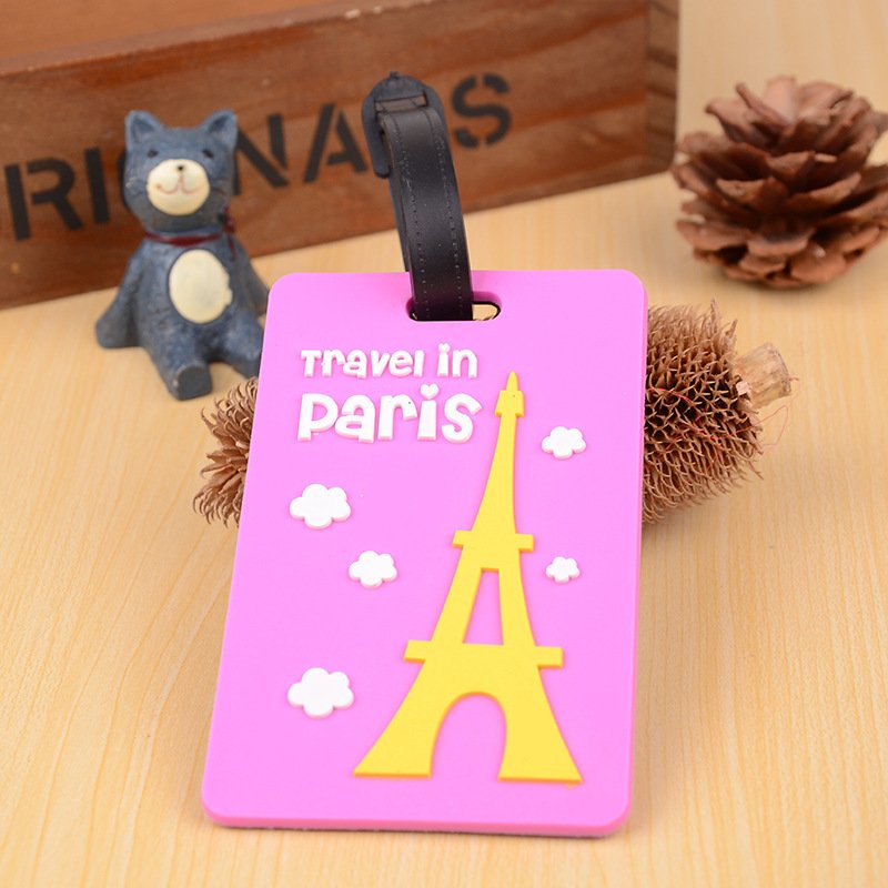 Wholesale PVC Soft Rubber Luggage Tag With Anti-Lost Boarding Card Cartoon Silicone Card Set for Haulage Luggage Souvenirs Gifts