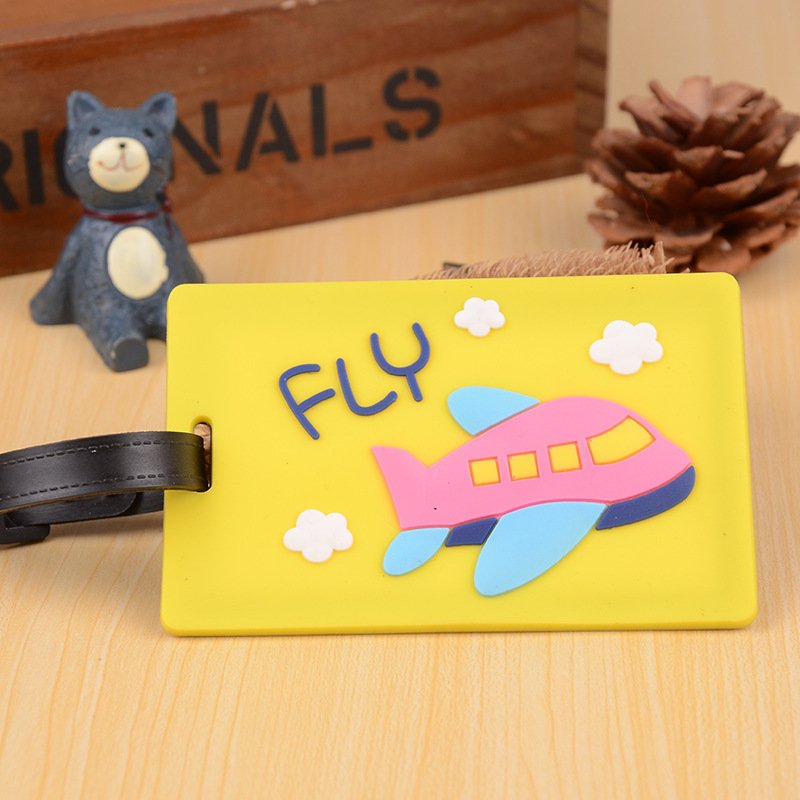Wholesale PVC Soft Rubber Luggage Tag With Anti-Lost Boarding Card Cartoon Silicone Card Set for Haulage Luggage Souvenirs Gifts