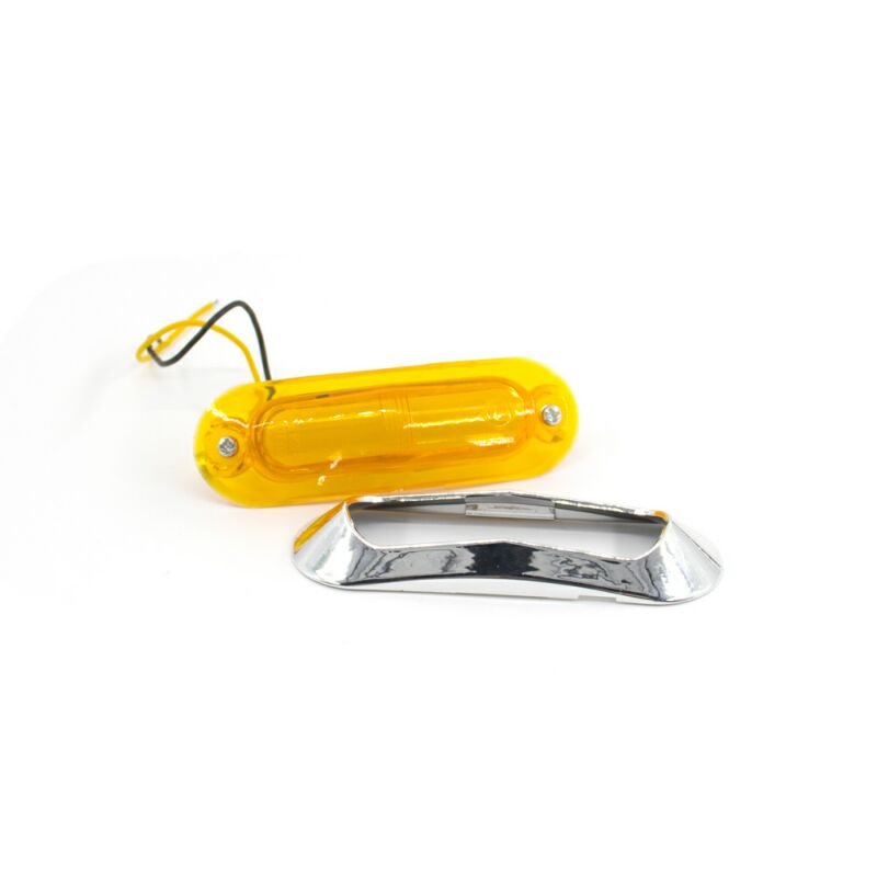 LED Side Marker Lights Chrome Base for Truck Trailer 12V 24V RV Caravan Clearance Lights Boat Side Lamp Amber Red