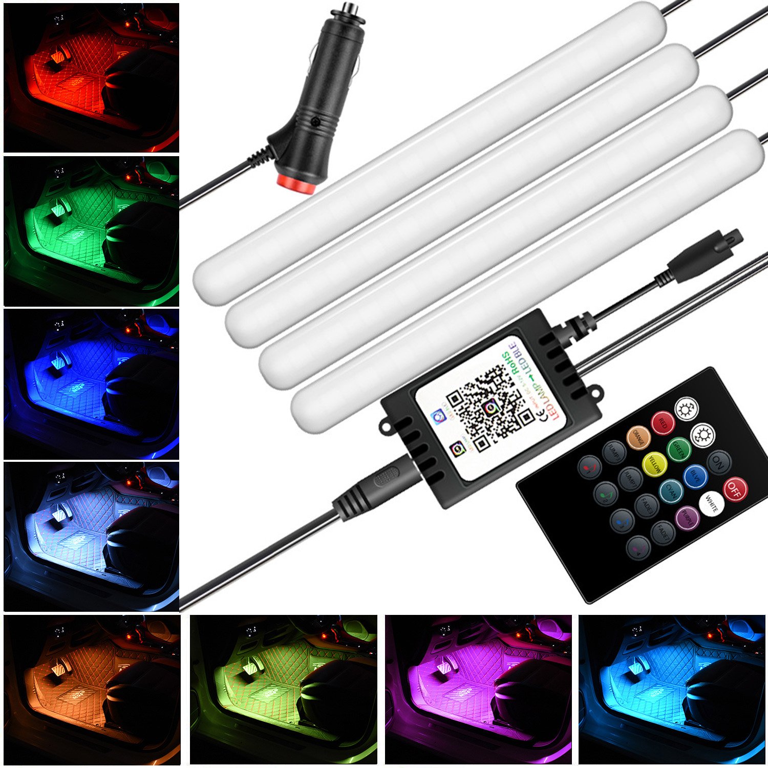 Yosovlamp New F12 Car Foot Atmosphere Light Car LED Colorful APP Voice Controlled RGB Music Rhythm Light