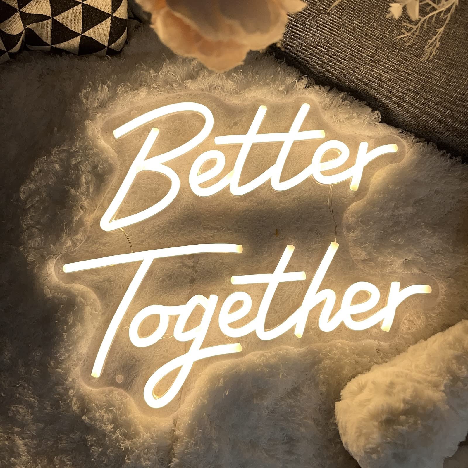 Better Together Neon Sign for Wall Decor USB Powered Led Neon Light Sign for Decor Light up Sign for Wedding Bedroom