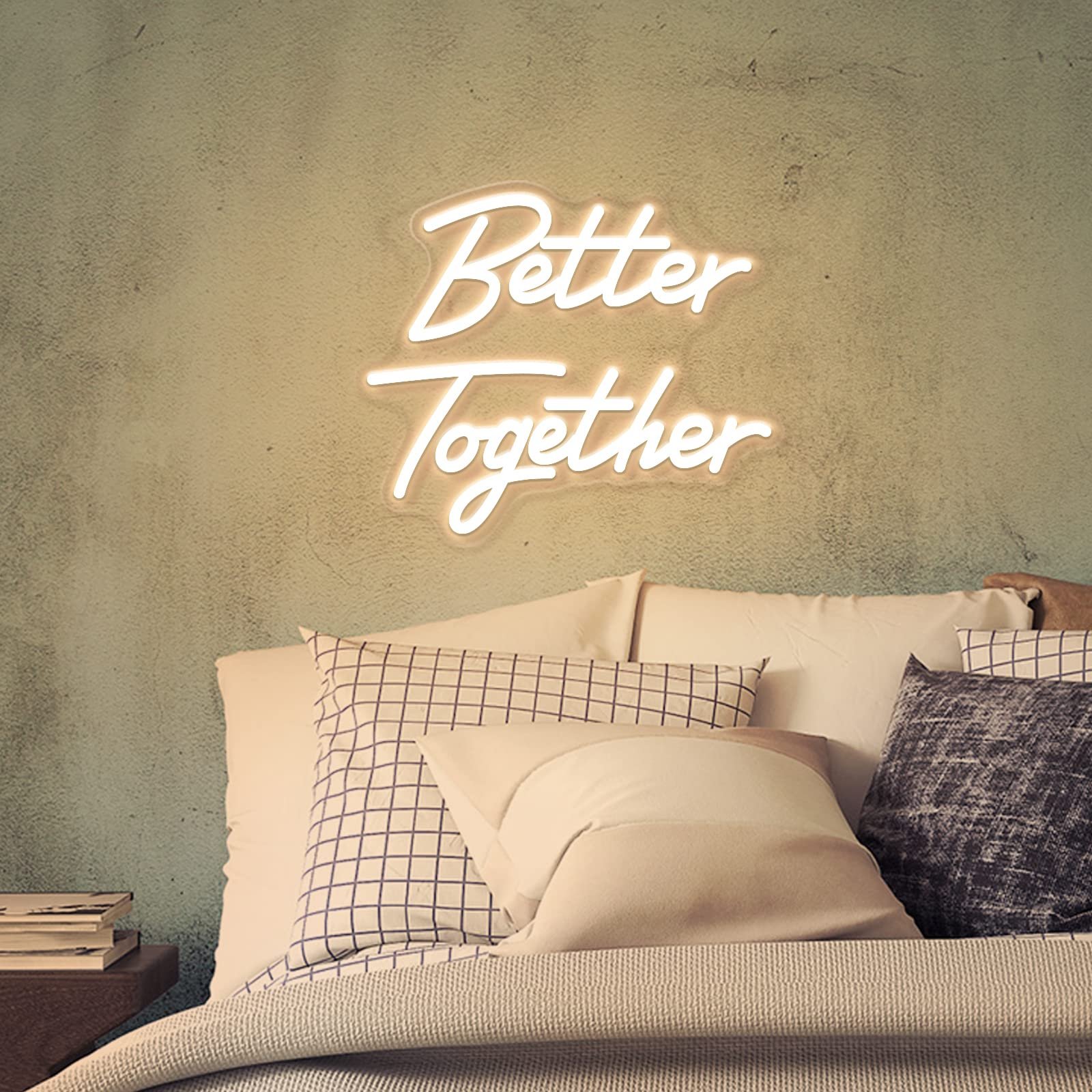 Better Together Neon Sign for Wall Decor USB Powered Led Neon Light Sign for Decor Light up Sign for Wedding Bedroom